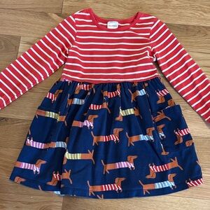 Hanna Andersson Red and Navy Striped Dachshund Dress
